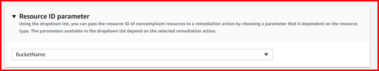 Picture showing setting the Resource ID parameter as BucketName